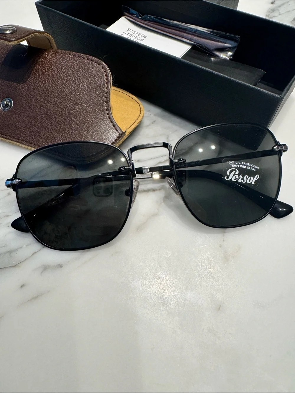 NIB Persol 2490S Black Metal Sunglasses